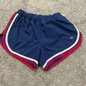 Red white and blue Champion athletic shorts